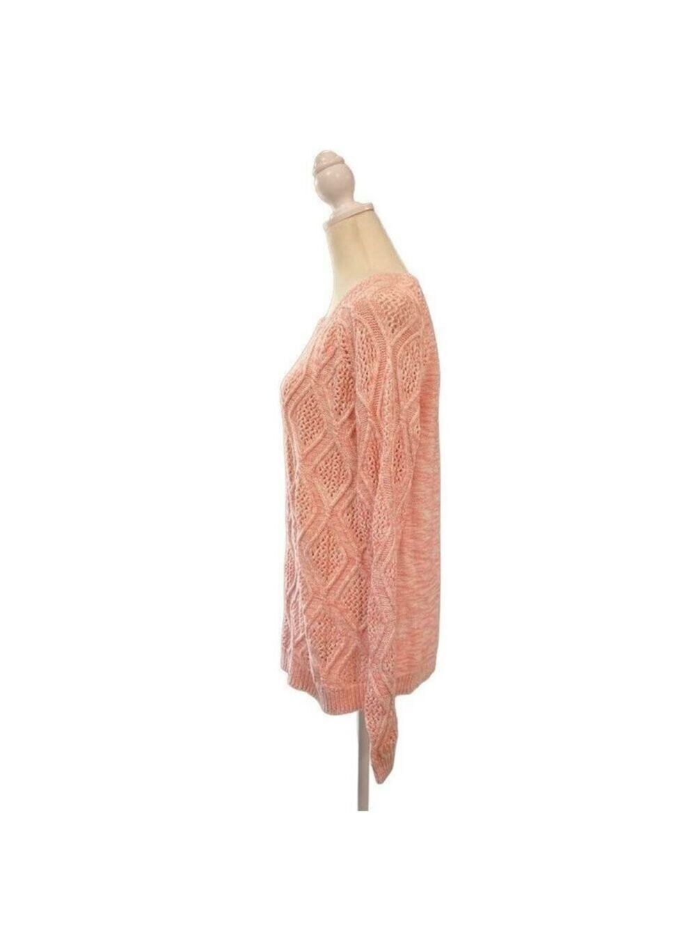 Sonoma Goods For Life Marled Cable Knit Diamond Pattern Sweater Pink Size Large - Picture 3 of 12